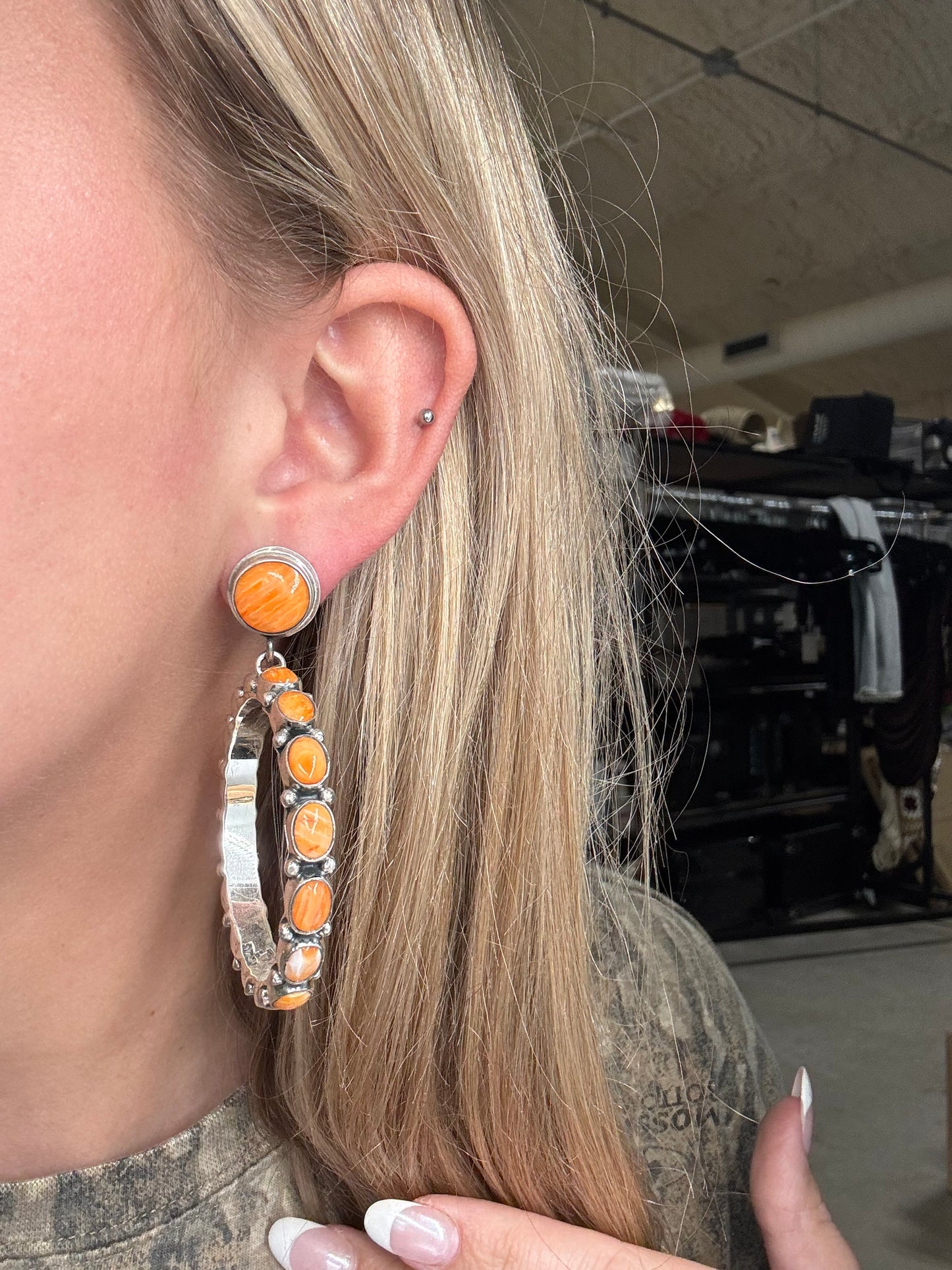 Orange Spiny Earrings #13 by Federico Jimenez