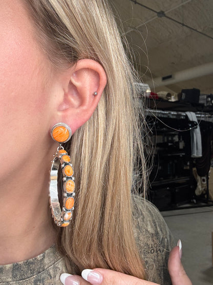 Orange Spiny Earrings #13 by Federico Jimenez