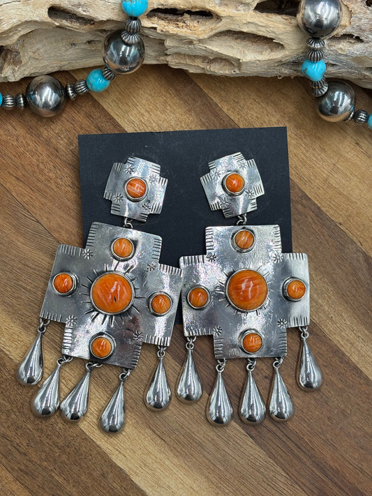 Orange Spiny Earrings #101 by Federico Jimenez