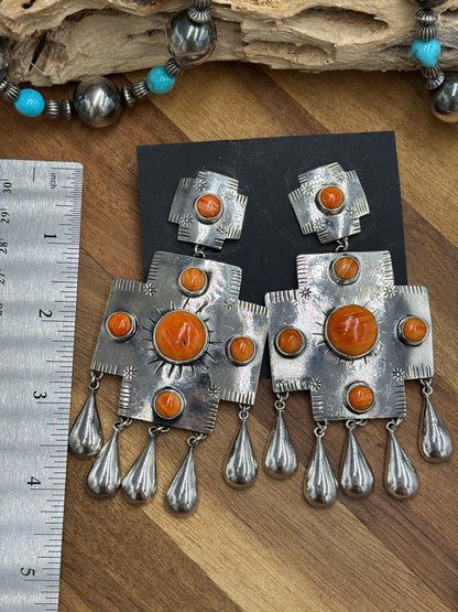 Orange Spiny Earrings #101 by Federico Jimenez