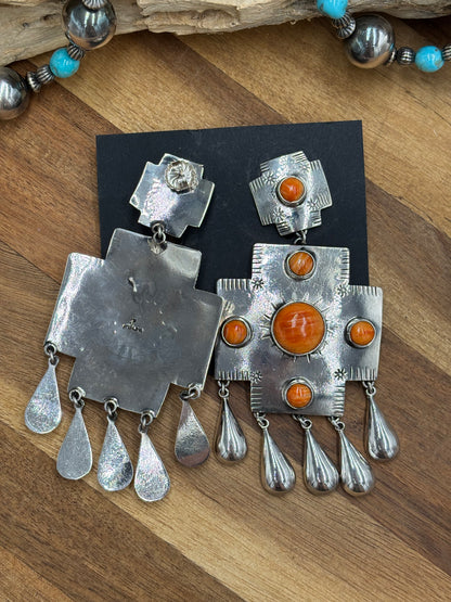 Orange Spiny Earrings #101 by Federico Jimenez