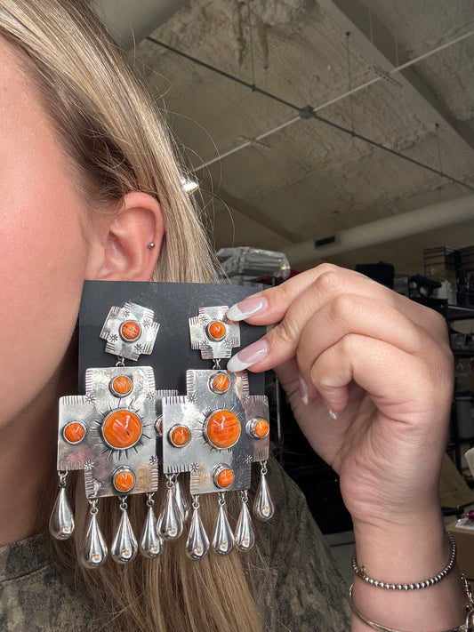 Orange Spiny Earrings #101 by Federico Jimenez