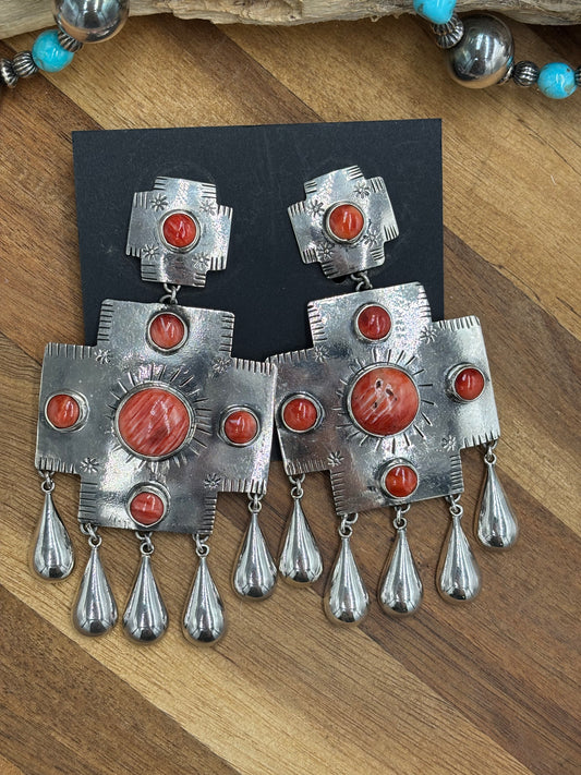 Red Spiny Earrings #102 by Federico Jimenez