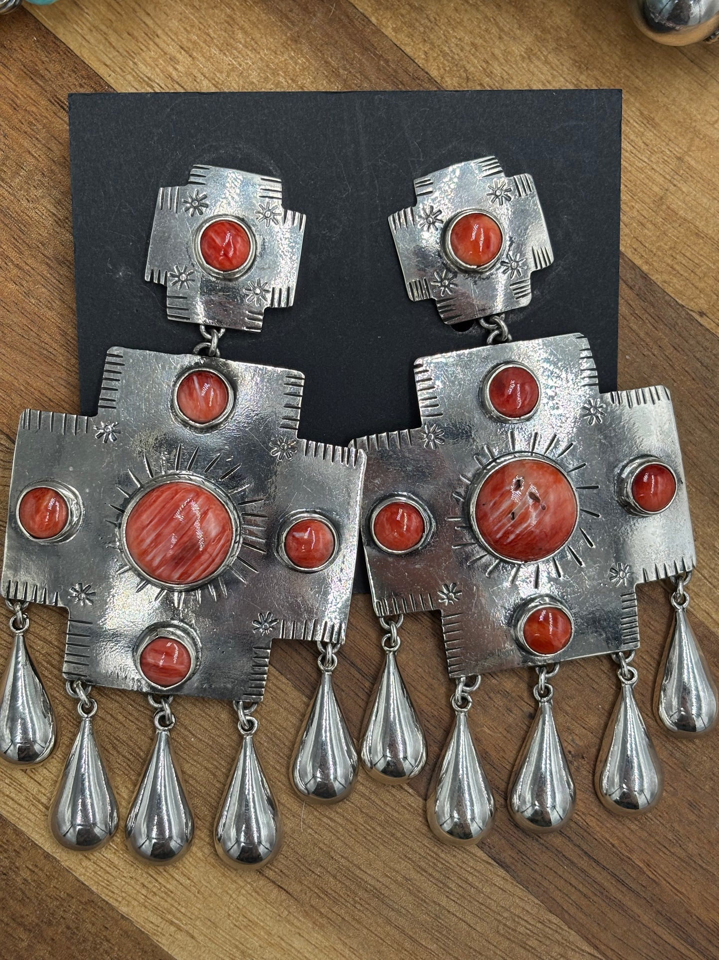 Red Spiny Earrings #102 by Federico Jimenez