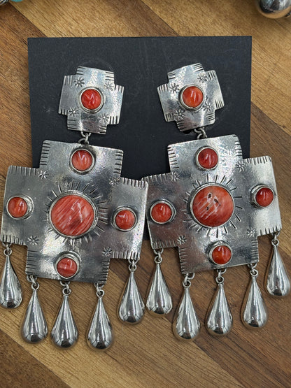 Red Spiny Earrings #102 by Federico Jimenez