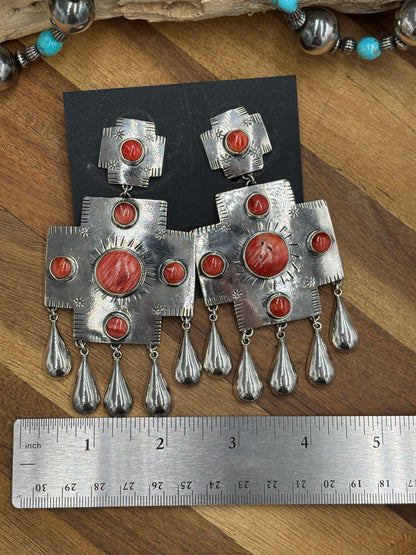 Red Spiny Earrings #102 by Federico Jimenez