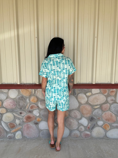 Turquoise Boot Set Regular and Plus size
