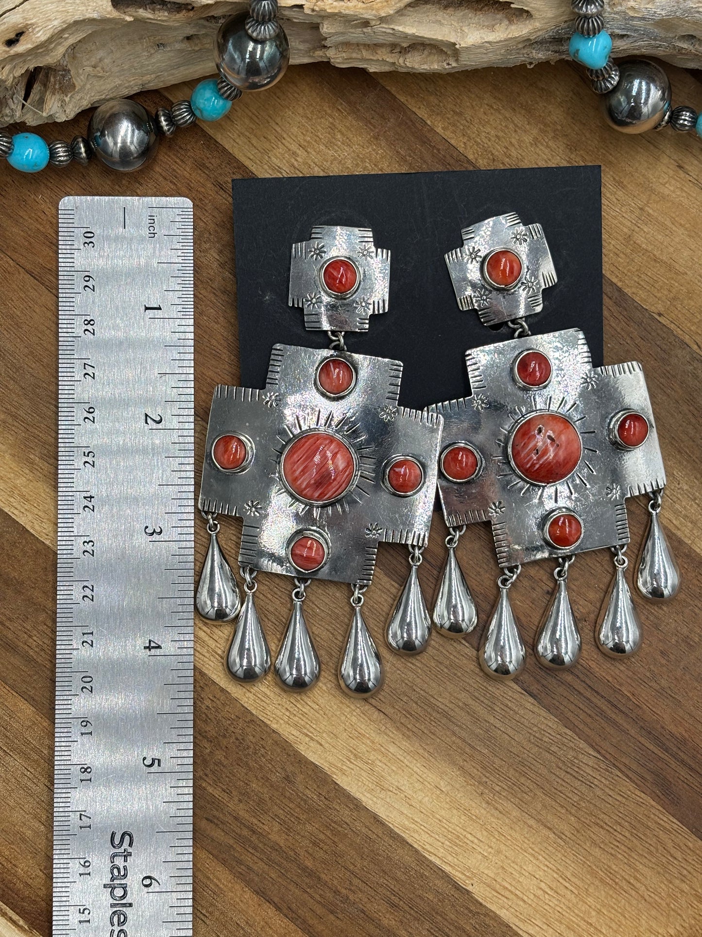 Red Spiny Earrings #102 by Federico Jimenez