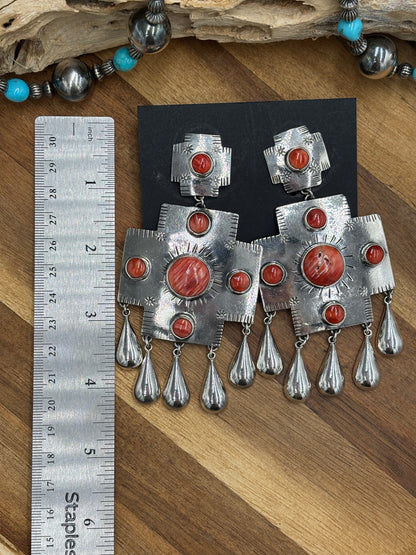 Red Spiny Earrings #102 by Federico Jimenez