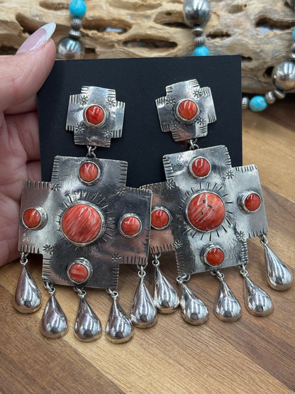 Red Spiny Earrings #102 by Federico Jimenez