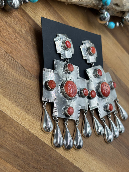 Red Spiny Earrings #102 by Federico Jimenez