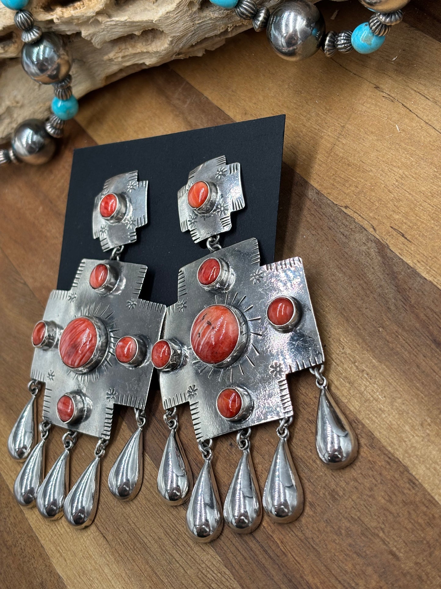 Red Spiny Earrings #102 by Federico Jimenez
