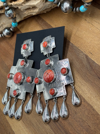 Red Spiny Earrings #102 by Federico Jimenez