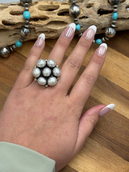 Pearl Adjustable Ring #3-4 by Federico Jimenez