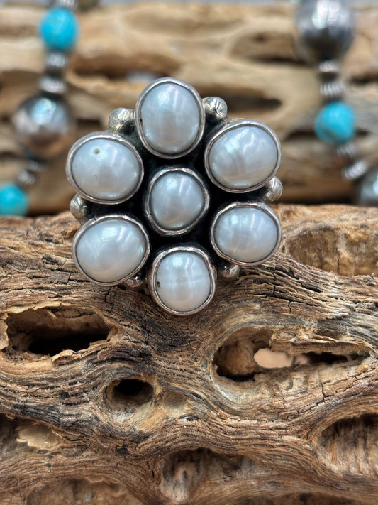 Pearl Adjustable Ring #2-4 by Federico Jimenez
