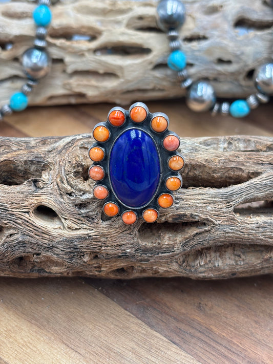 Lapis & Spiny Adjustable Ring #2-18 by Federico Jimenez