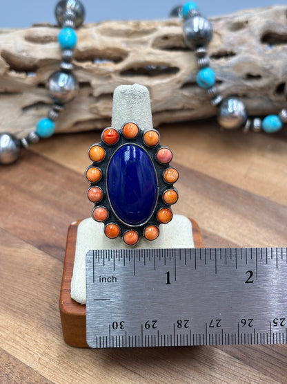 Lapis & Spiny Adjustable Ring #2-18 by Federico Jimenez