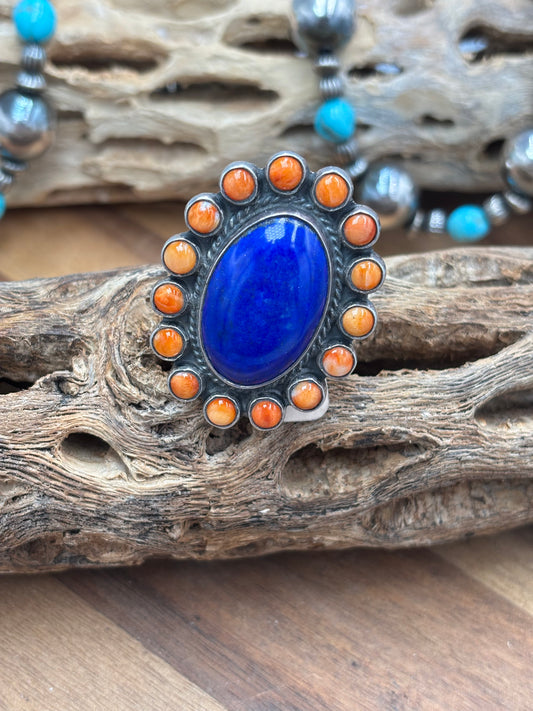 Lapis & Spiny Adjustable Ring #18 by Federico Jimenez