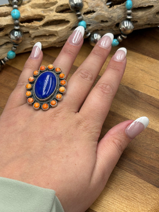 Lapis & Spiny Adjustable Ring #18 by Federico Jimenez