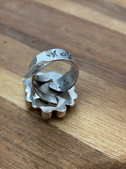 Red Spiny Adjustable Ring #10 by Federico Jimenez