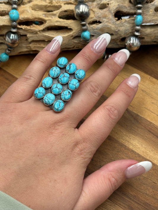 Turquoise Adjustable Ring #1 by Federico Jimenez