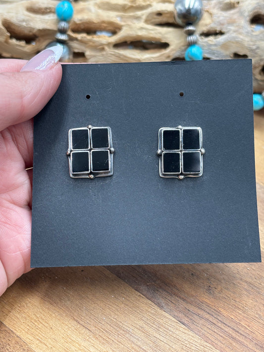 Black Onyx Clip Earrings #2-18 by Federico Jimenez