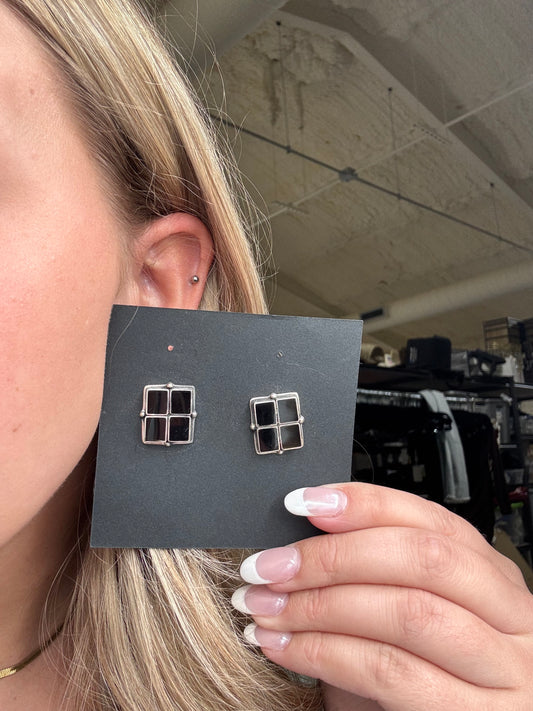 Black Onyx Clip Earrings #2-18 by Federico Jimenez
