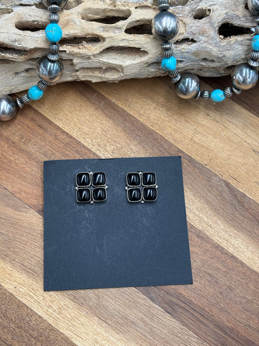 Black Onyx Clip Earrings #1-18 by Federico Jimenez