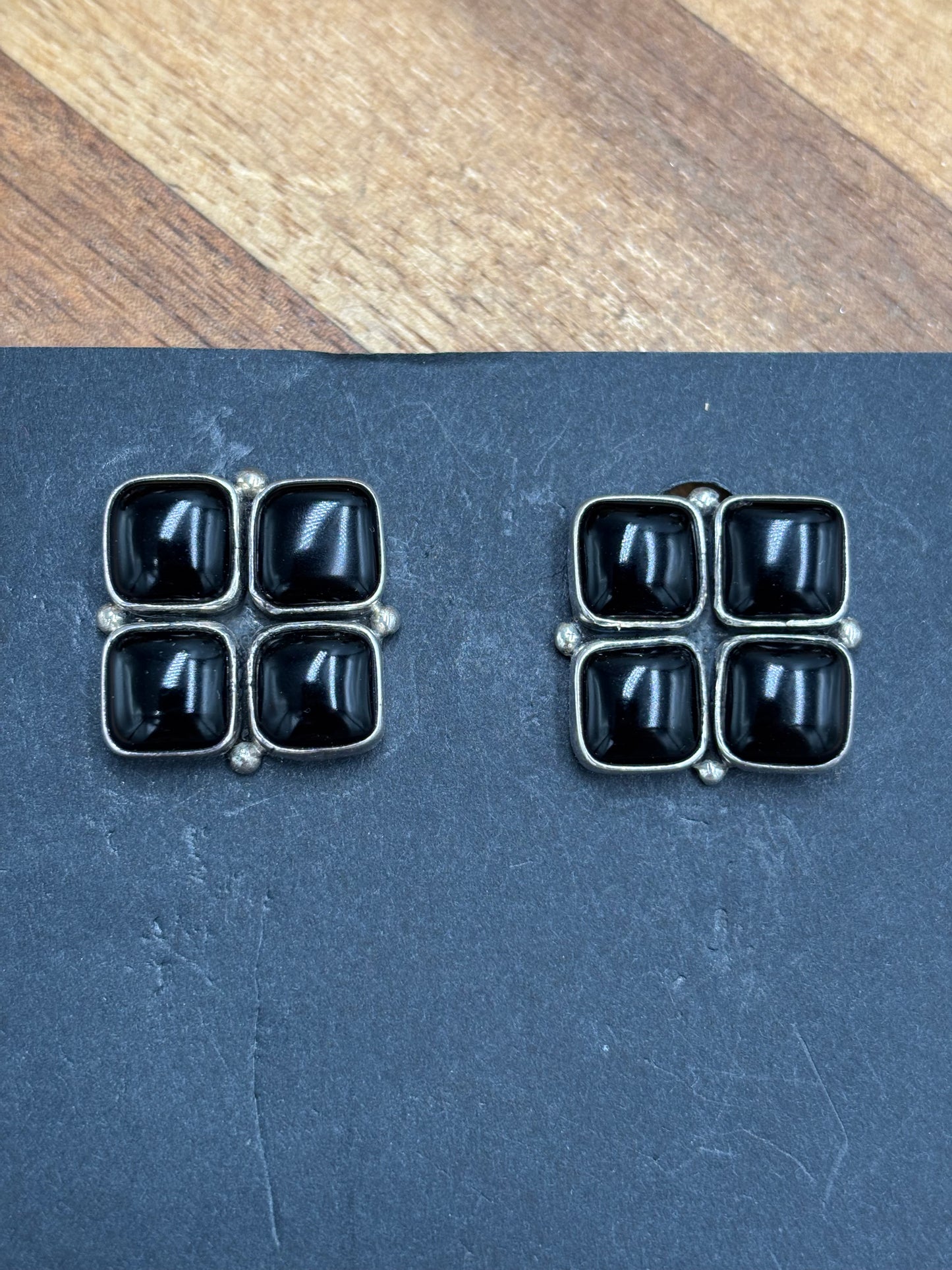 Black Onyx Clip Earrings #1-18 by Federico Jimenez