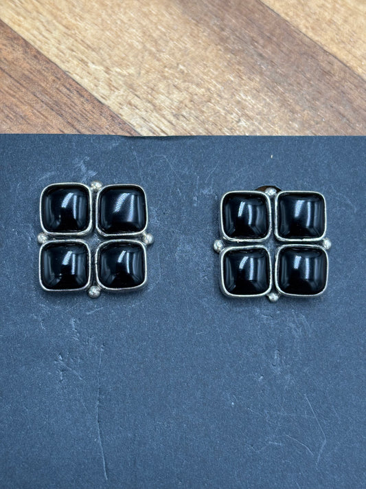 Black Onyx Clip Earrings #1-18 by Federico Jimenez