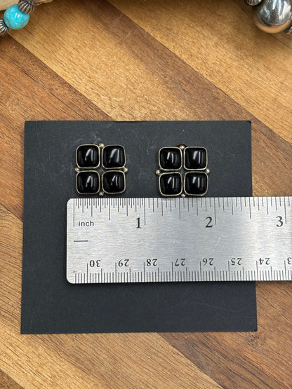 Black Onyx Clip Earrings #1-18 by Federico Jimenez