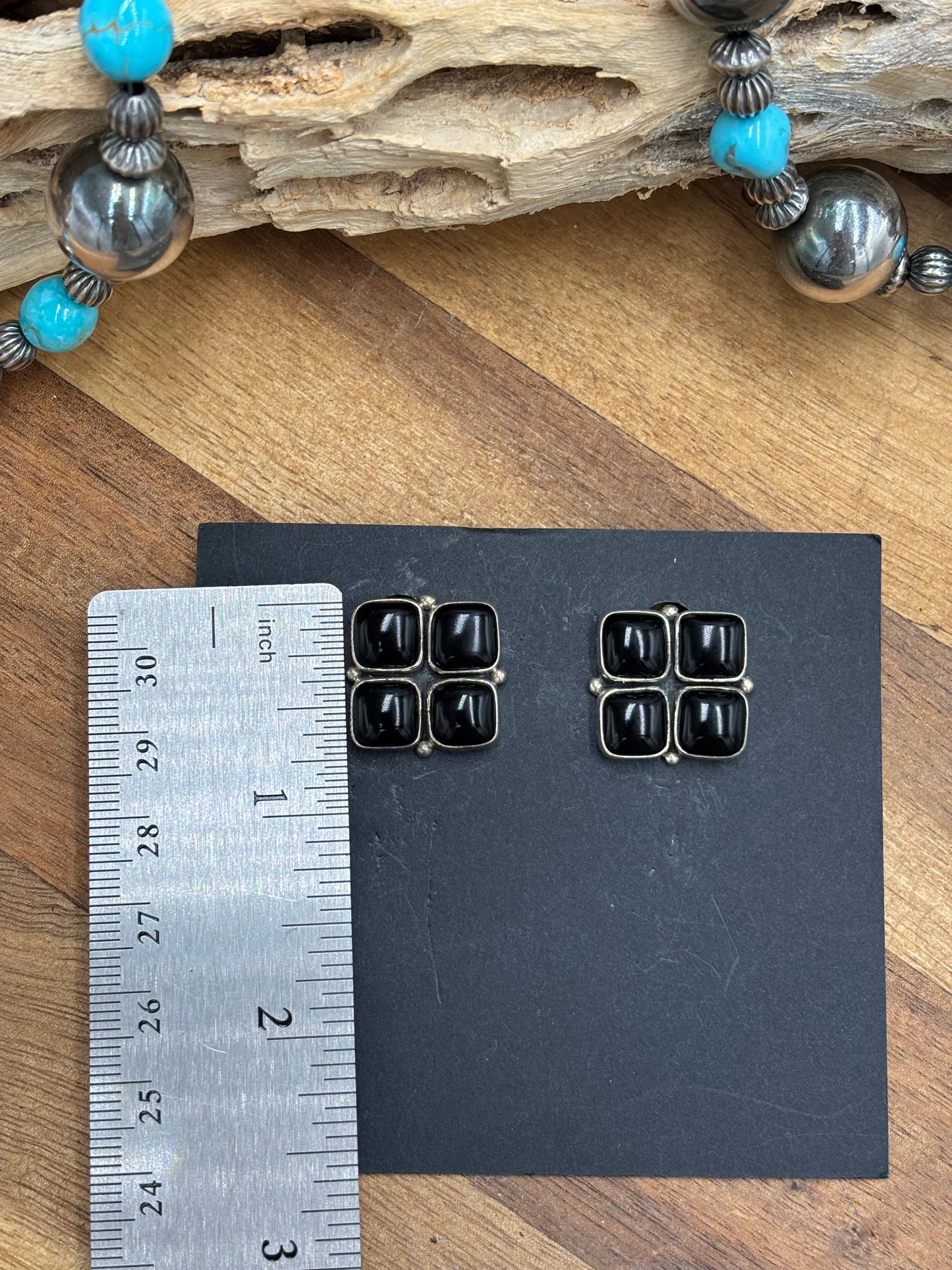 Black Onyx Clip Earrings #1-18 by Federico Jimenez