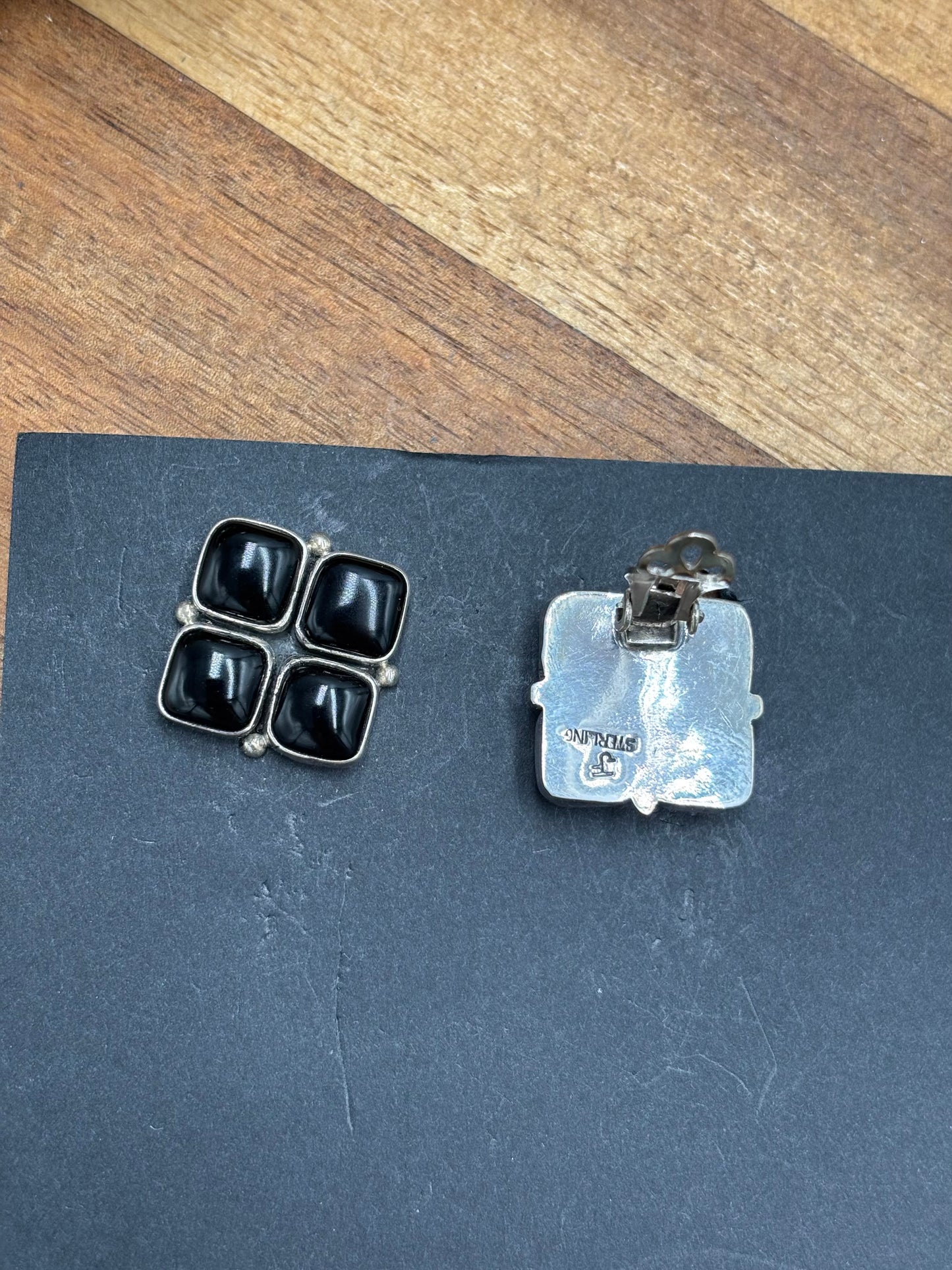 Black Onyx Clip Earrings #1-18 by Federico Jimenez