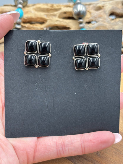 Black Onyx Clip Earrings #1-18 by Federico Jimenez