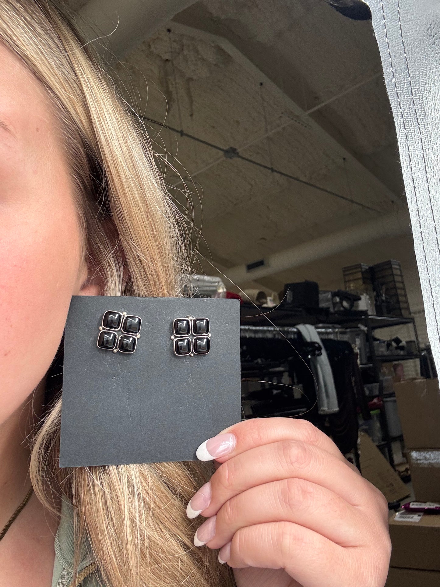 Black Onyx Clip Earrings #1-18 by Federico Jimenez
