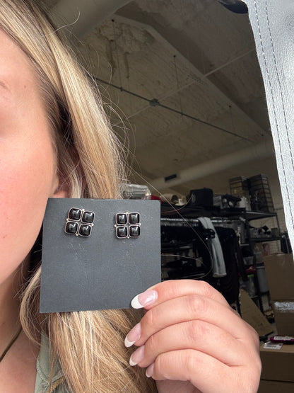 Black Onyx Clip Earrings #1-18 by Federico Jimenez
