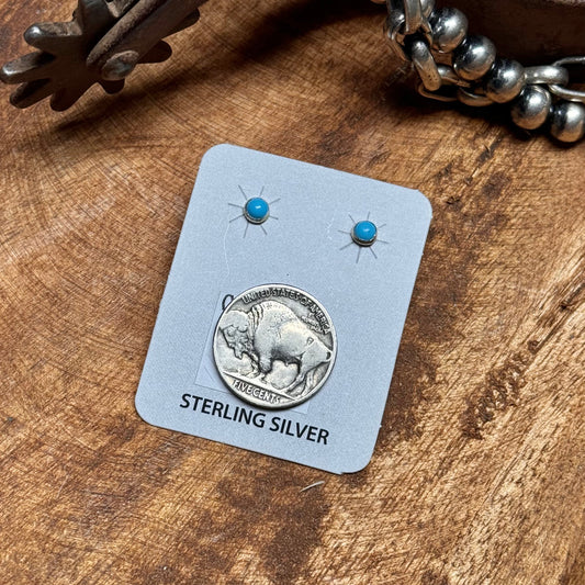 "Small" Turquoise Stud Earrings - Smooth Bezel