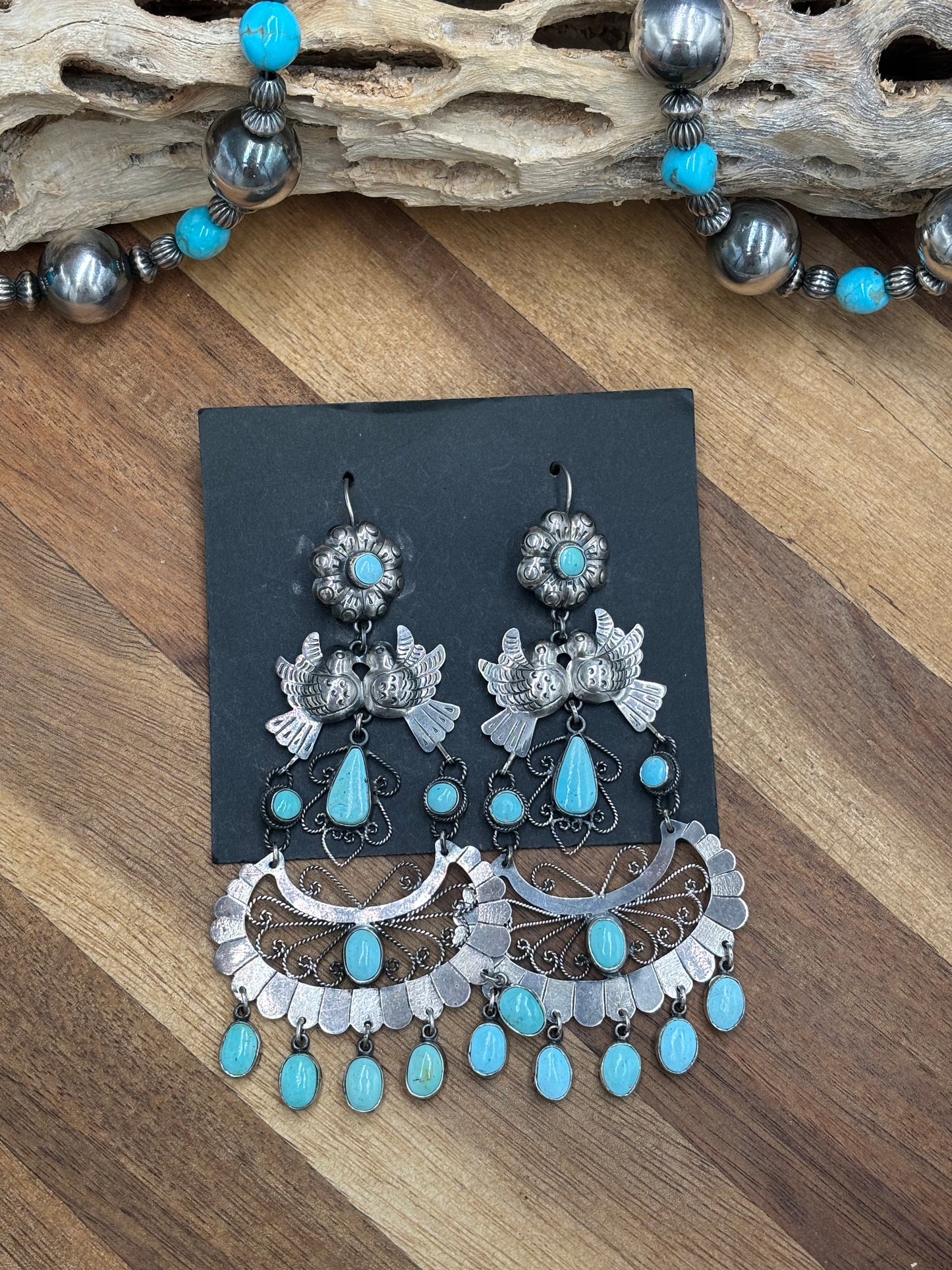 Turquoise Turtle Dove Earrings #ST29 by Federico Jimenez
