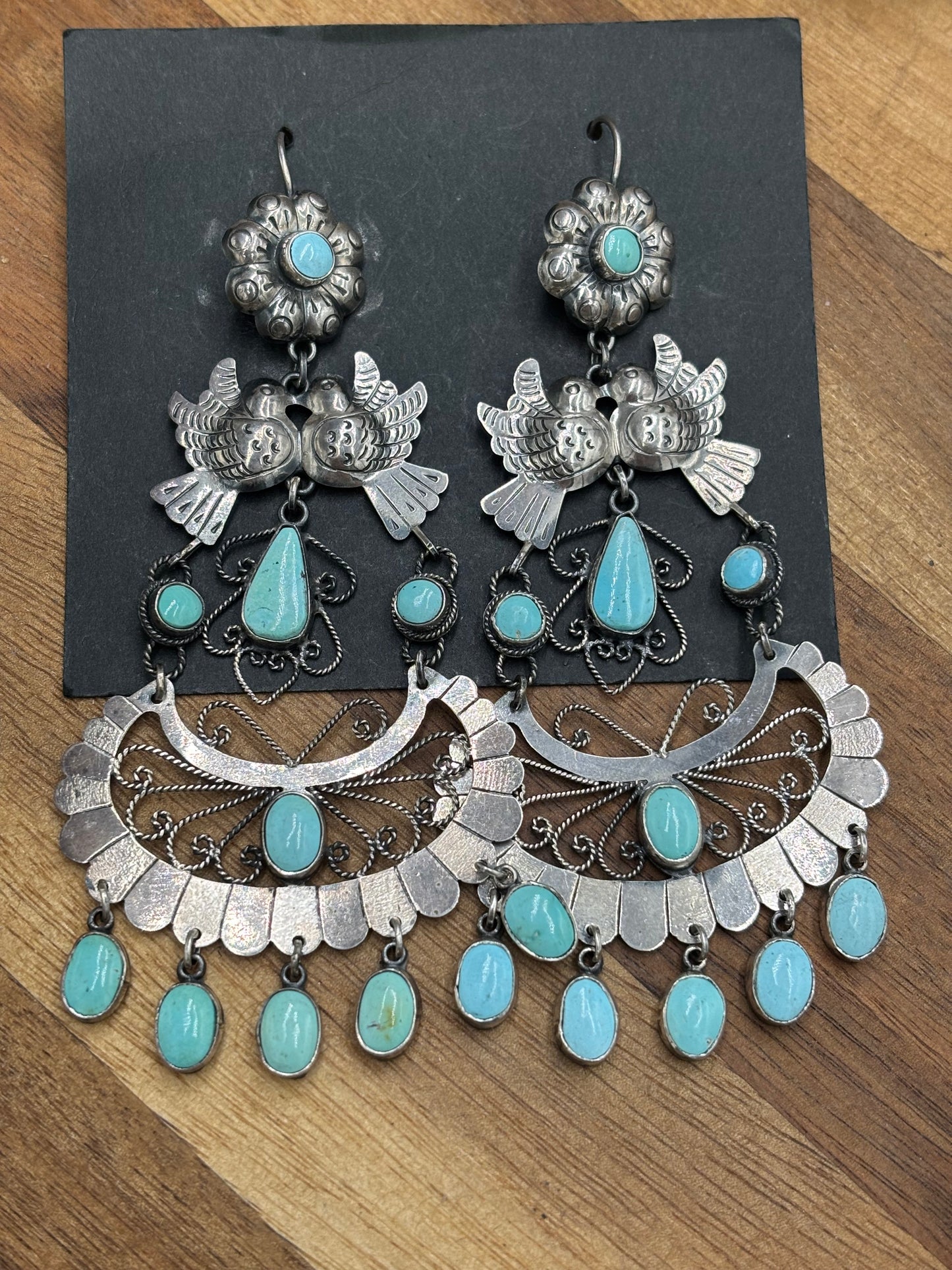 Turquoise Turtle Dove Earrings #ST29 by Federico Jimenez