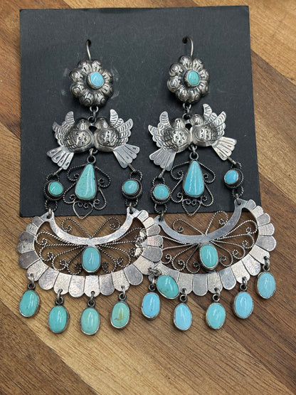 Turquoise Turtle Dove Earrings #ST29 by Federico Jimenez