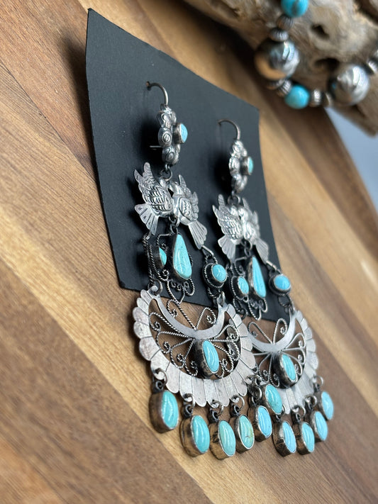 Turquoise Turtle Dove Earrings #ST29 by Federico Jimenez