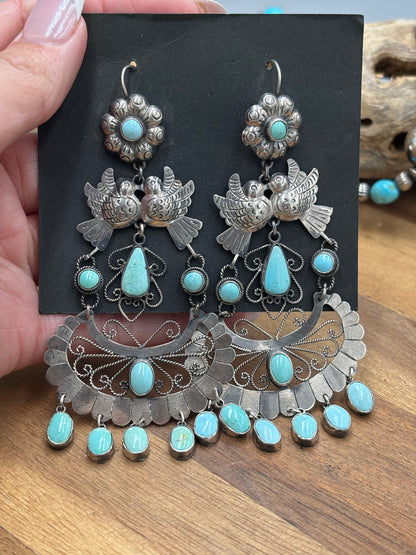 Turquoise Turtle Dove Earrings #ST29 by Federico Jimenez