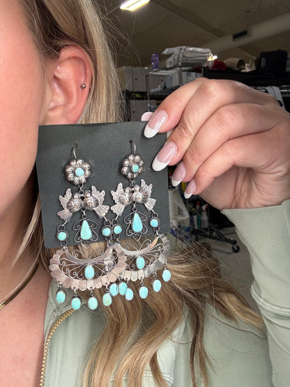 Turquoise Turtle Dove Earrings #ST29 by Federico Jimenez