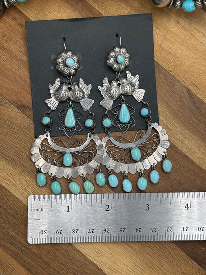 Turquoise Turtle Dove Earrings #ST29 by Federico Jimenez