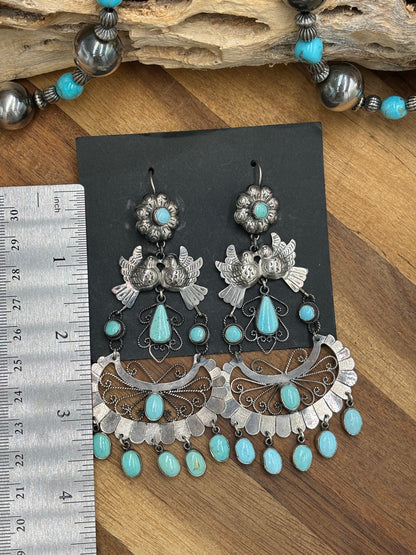 Turquoise Turtle Dove Earrings #ST29 by Federico Jimenez
