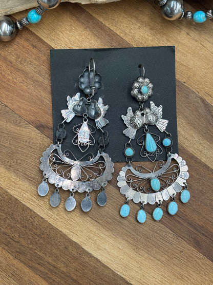 Turquoise Turtle Dove Earrings #ST29 by Federico Jimenez