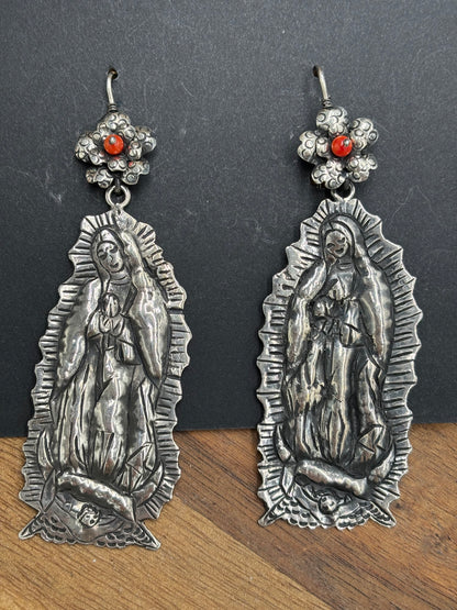 Blessed Mother Mary Coral Earrings by Federico Jimenez