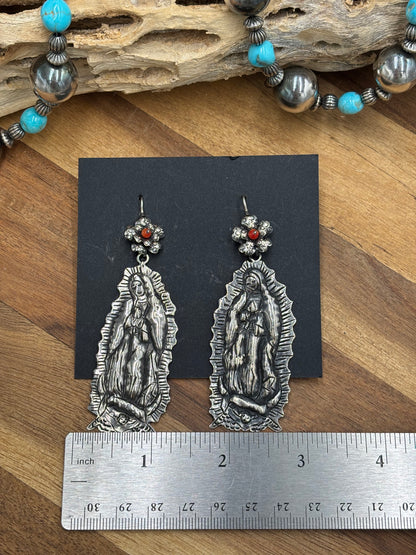 Blessed Mother Mary Coral Earrings by Federico Jimenez
