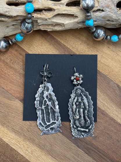 Blessed Mother Mary Coral Earrings by Federico Jimenez