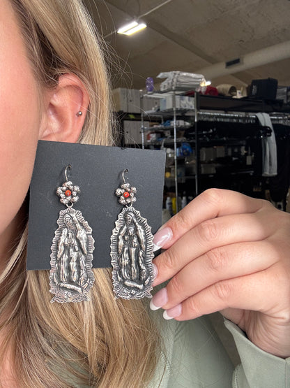 Blessed Mother Mary Coral Earrings by Federico Jimenez